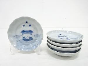 古伊万里　染付　人物　小皿5客揃